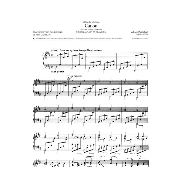 Pachelbel canon partition piano