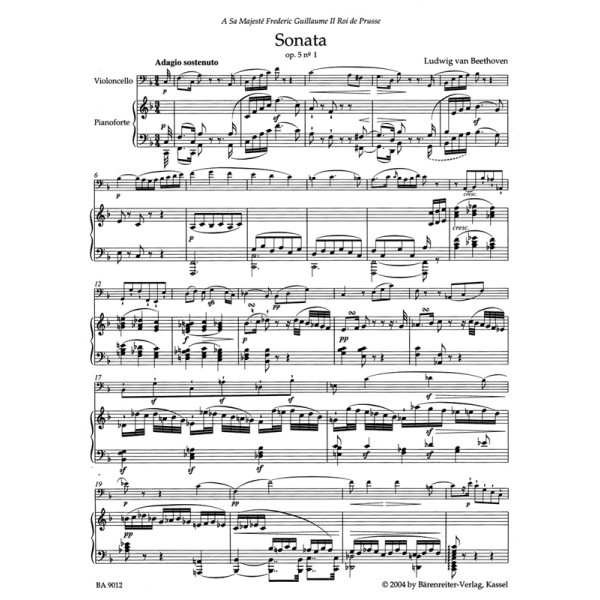 Beethoven sonates violoncelle partition