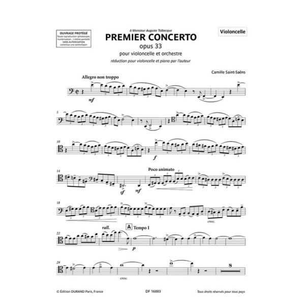 Saint-saens concerto violoncelle partition