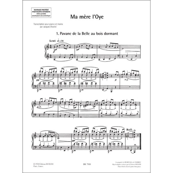 ravel ma mère l'oye partition