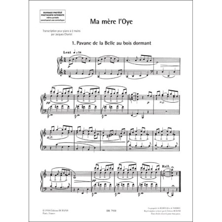 ravel ma mère l'oye partition