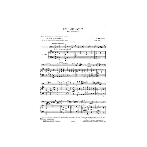 duport sonate violoncelle n°1 partition