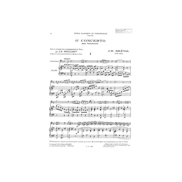 breval concerto pour violoncelle partition
