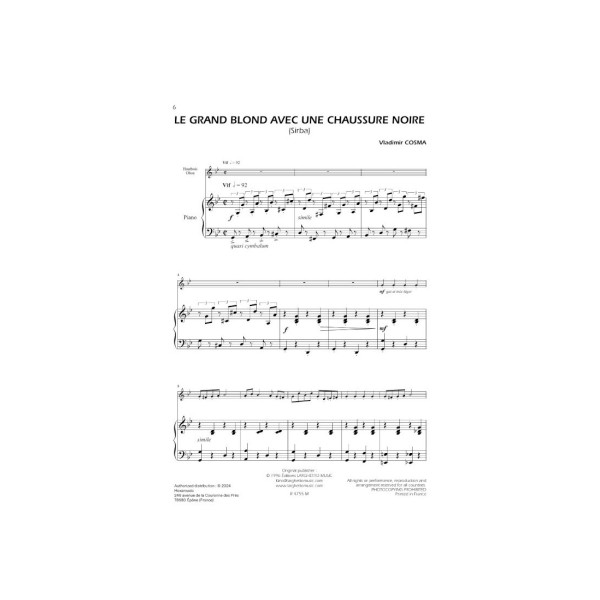 vladimir cosma partition hautbois films