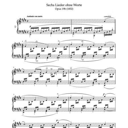 mendelssohn romances sans paroles partition