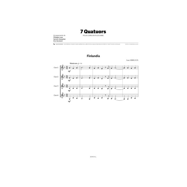 Partition 7 quatuors classiques et traditionnels pour cors