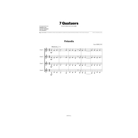 Partition 7 quatuors classiques et traditionnels pour cors