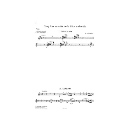 5 airs extrait de la flute enchantee partition flute