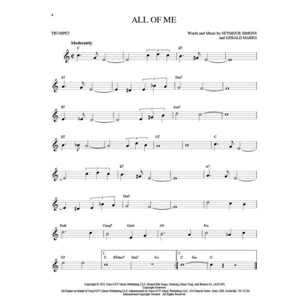 101 jazz songs partition trompette
