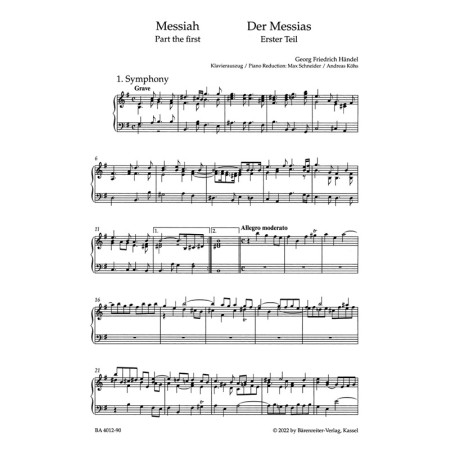 haendel le messie partition chant