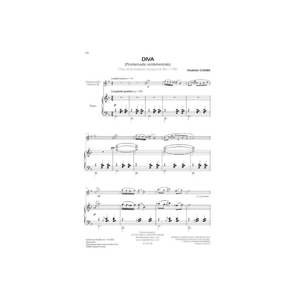 vladimir cosma partition clarinette