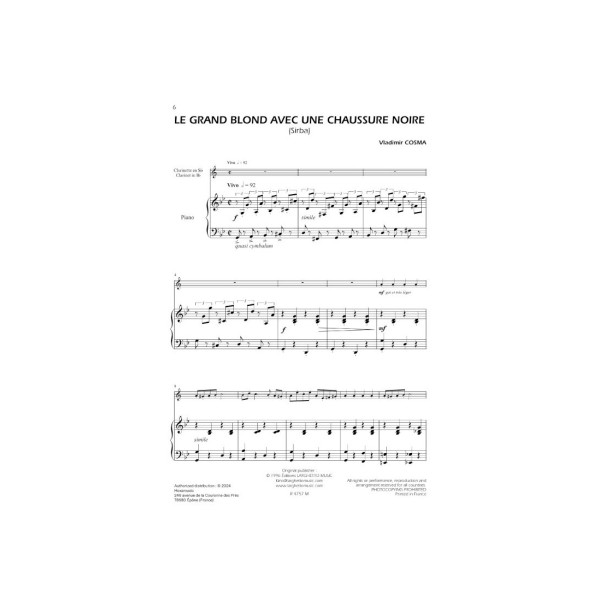 vladimir cosma partition clarinette