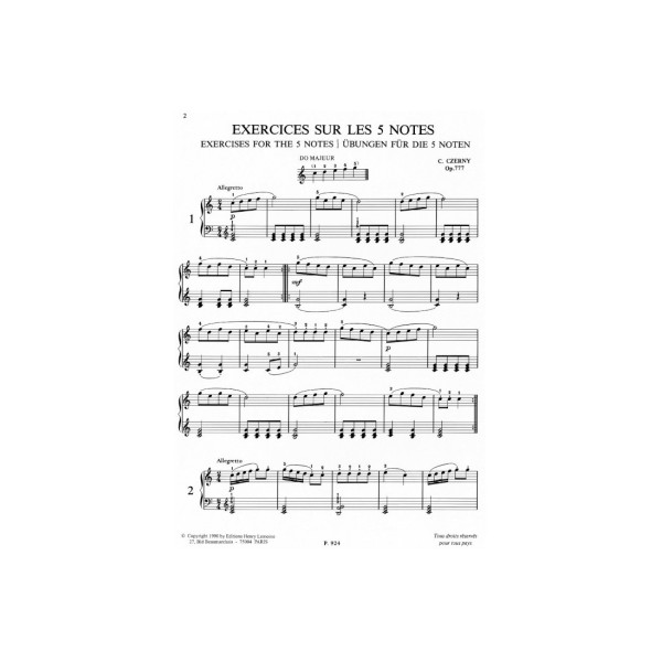 partition czerny les 5 doigts