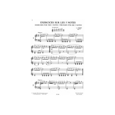partition czerny les 5 doigts