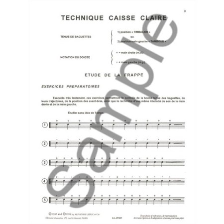 la classe de batterie dans conservatoires cahier 1
