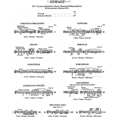 Partition CHOPIN pièces pour piano
