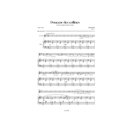 partition clarinette douceur des collines