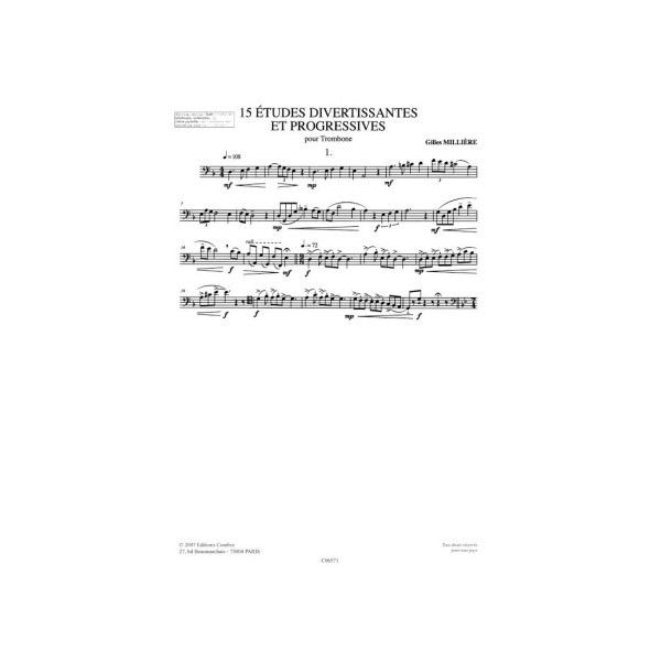 partition trombone 15 etudes divertissantes