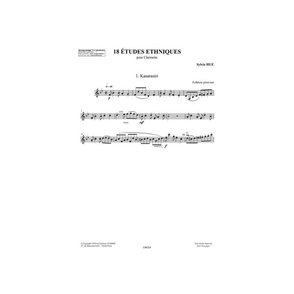 partition clarinette 18 etudes ethniques