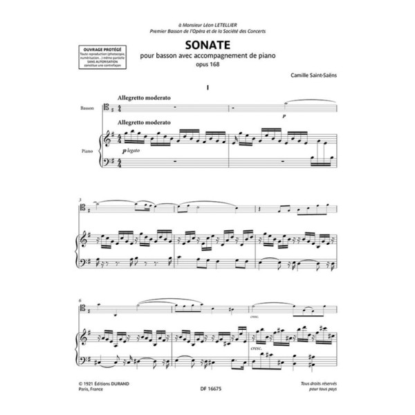 partition basson sonate saint saens