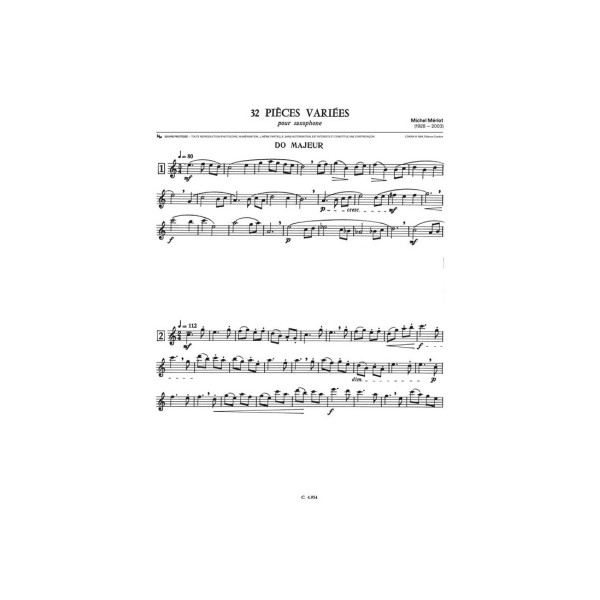 partition 32 pieces variees pour saxophone