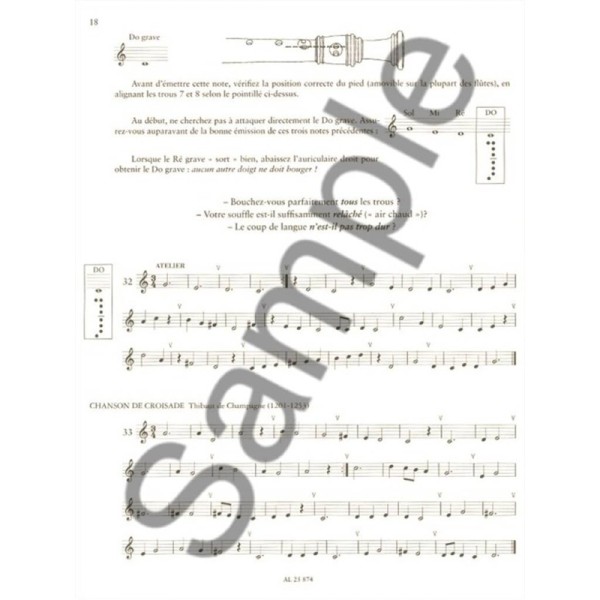 partition j'apprends la flute a bec soprano