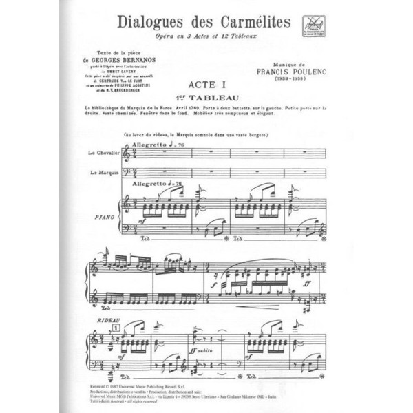 partition dialogues des carmelites