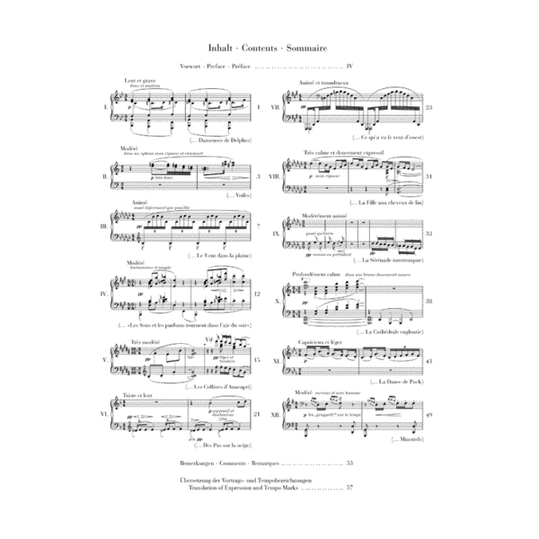 partition debussy preludes avignon