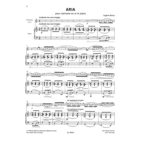 partition clarinette eugene bozza aria