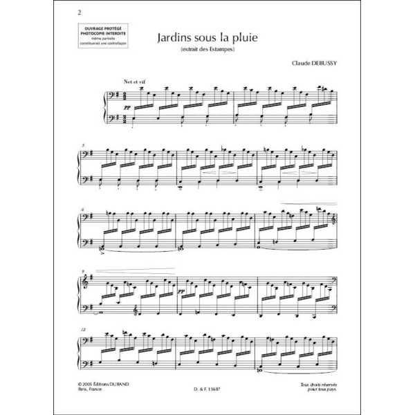 partition imprimée jardins sous la pluie