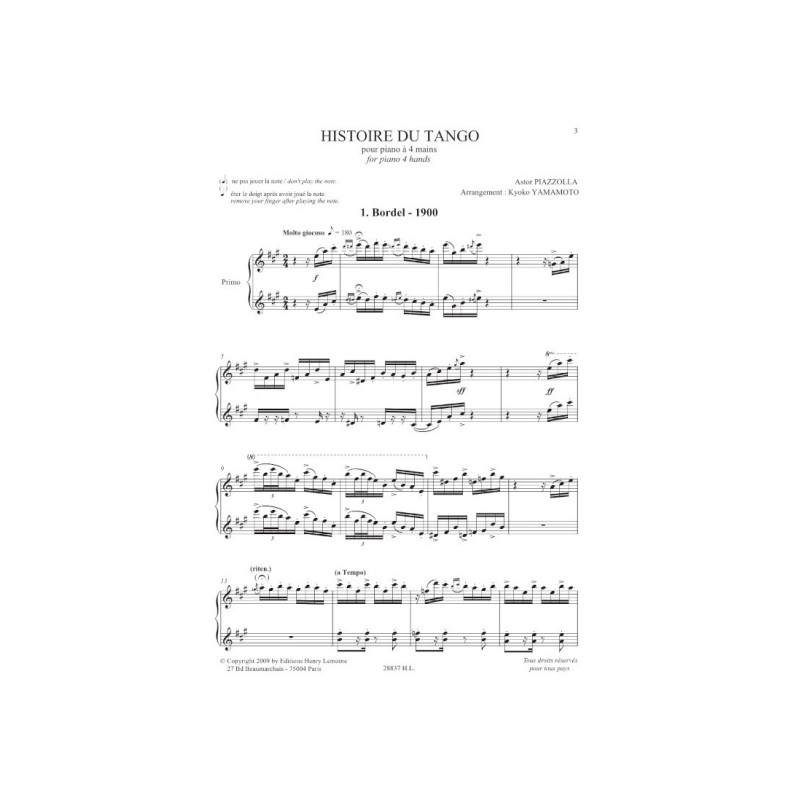 A Piazzolla - Histoire du tango - Partition piano 4 mains