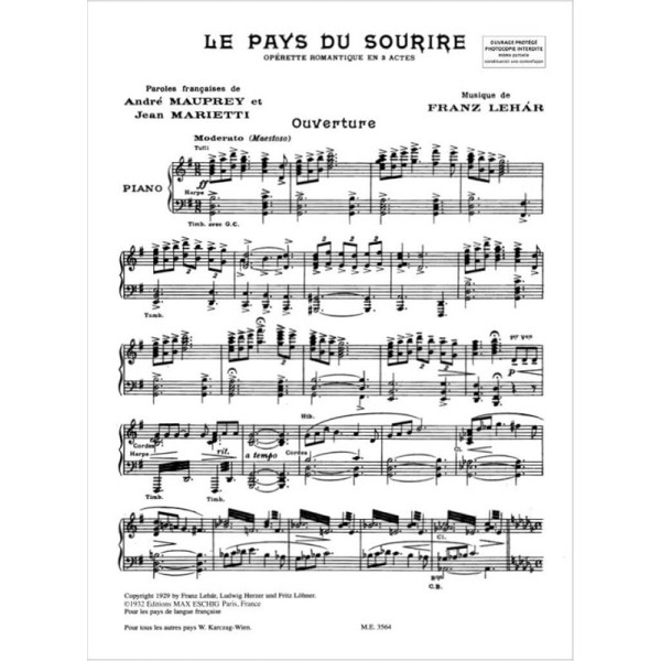 partition le pays du sourire complet