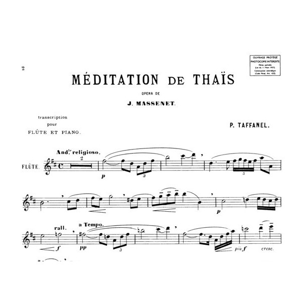 partition flute meditation de thais