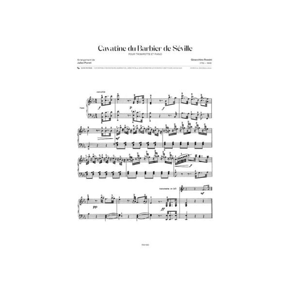 partition trompette cavatine barbier seville