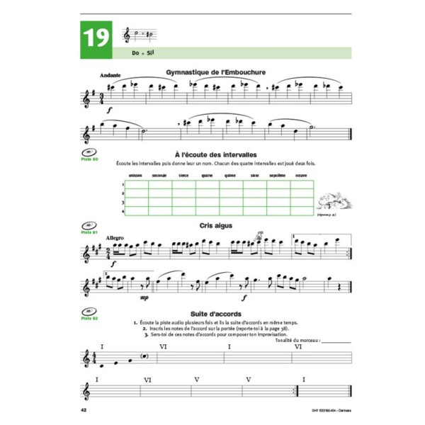 partition ecouter lire jouer clarinette