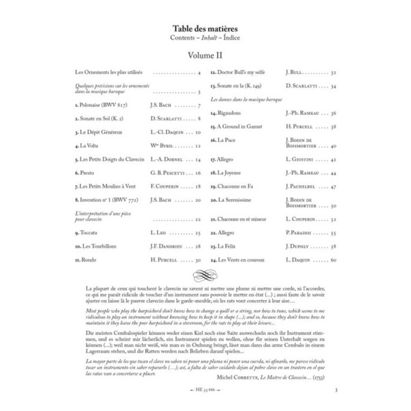 partition repertoire pour le clavecin