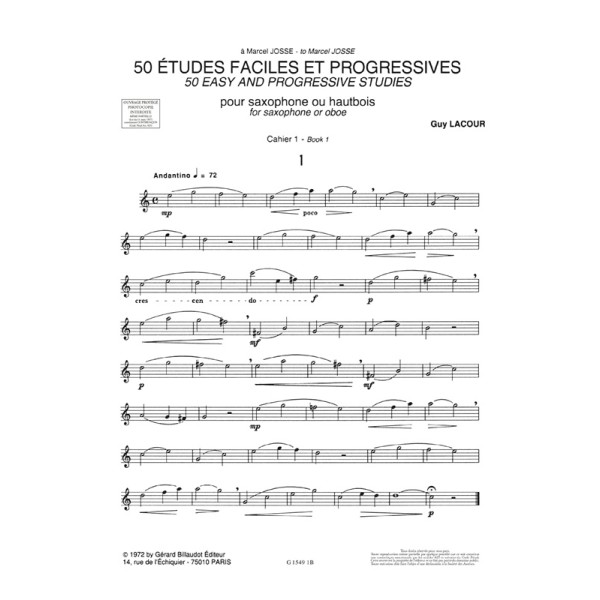 partition guy lacour 50 etudes faciles et progressives