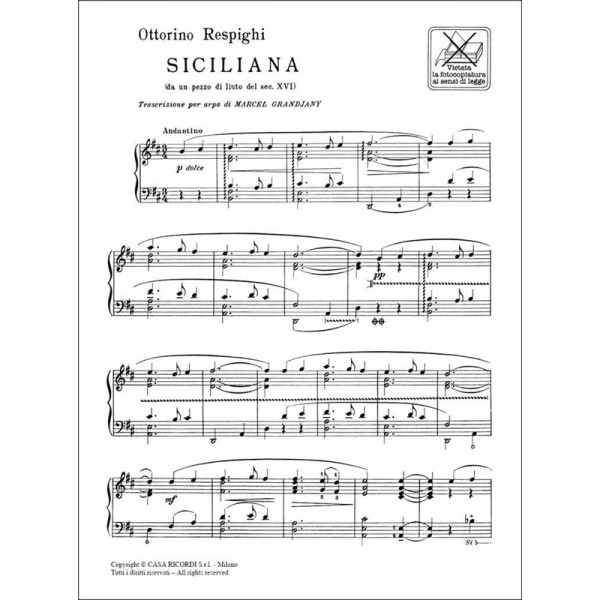 partition harpe respighi siciliana