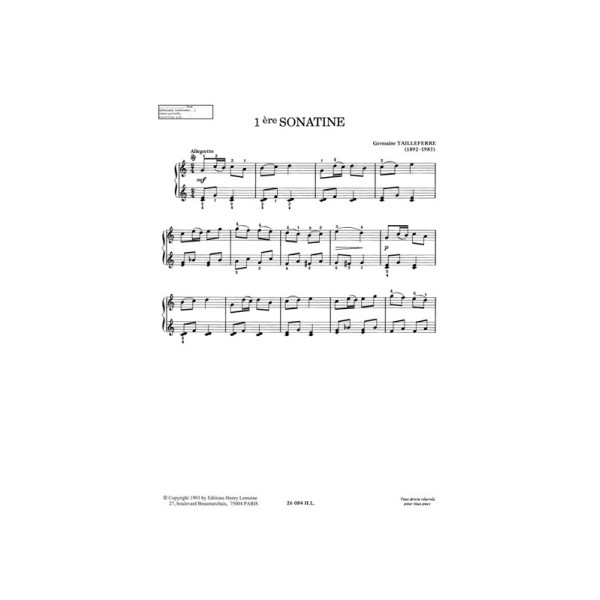 partition piano tailleferre sonatines