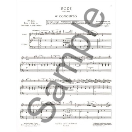 partition violon rode 6e concerto