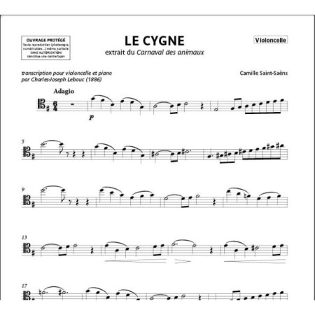 partition violoncelle le cygne