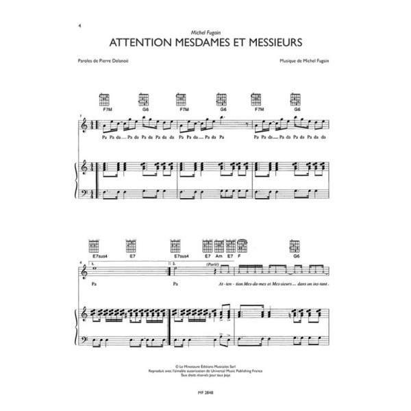 partition les plus belles chansons françaises