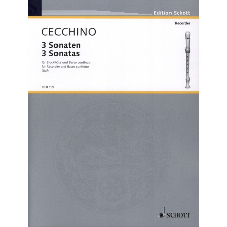 partition cecchino 3 sonates flute a bec