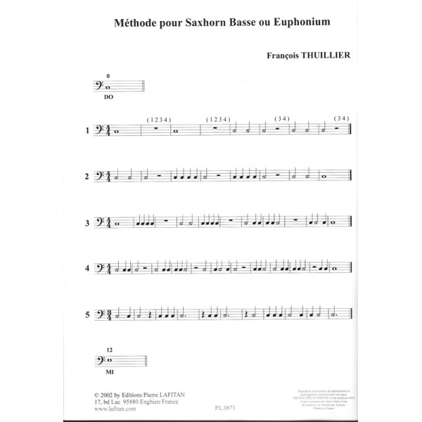 méthode progression saxhorn basse euphonium