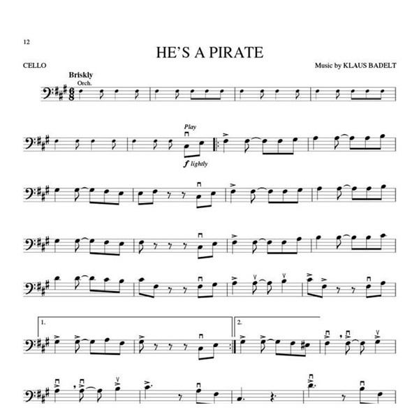 partition violoncelle pirates des caraibes