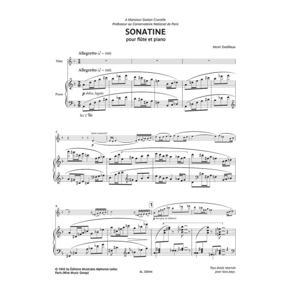 partition sonatine dutilleux flute