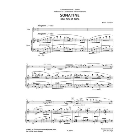 partition sonatine dutilleux flute