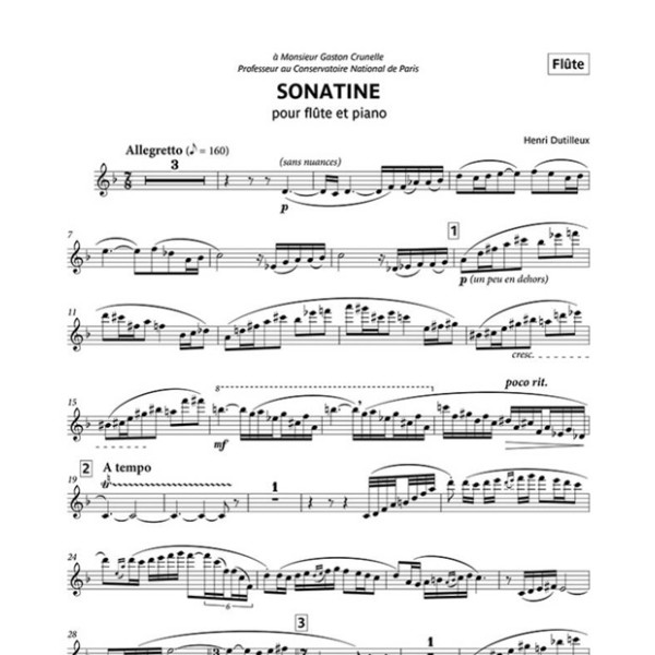 partition sonatine dutilleux flute