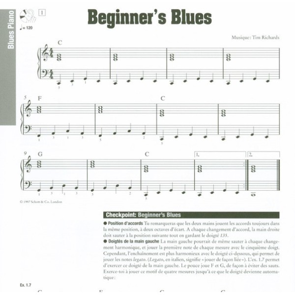 partition tim richards blues piano en francais