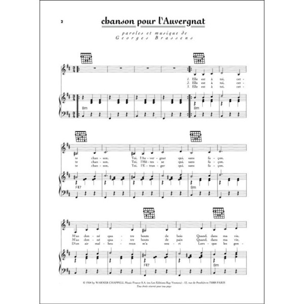 partition georges brassens chant piano